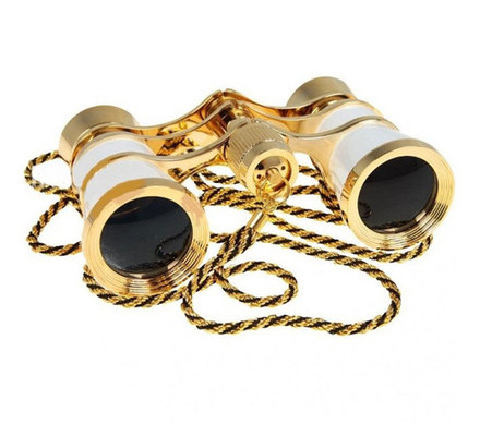 Театральный бинокль Veber БГЦ 3x25 D01, белый с цепочкой