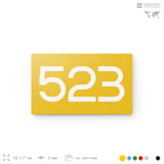 Номер на дверь 523, табличка на дверь для офиса, квартиры, кабинета, аудитории, склада, желтая 120х70 мм, Айдентика Технолоджи
