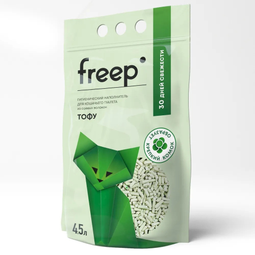 Наполнитель Freep тофу для кошачьего туалета, зеленый чай, 4,5 л