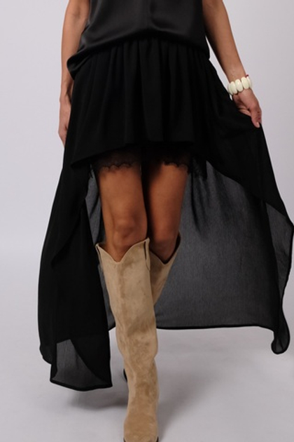 Юбка шифон крэш (черный)