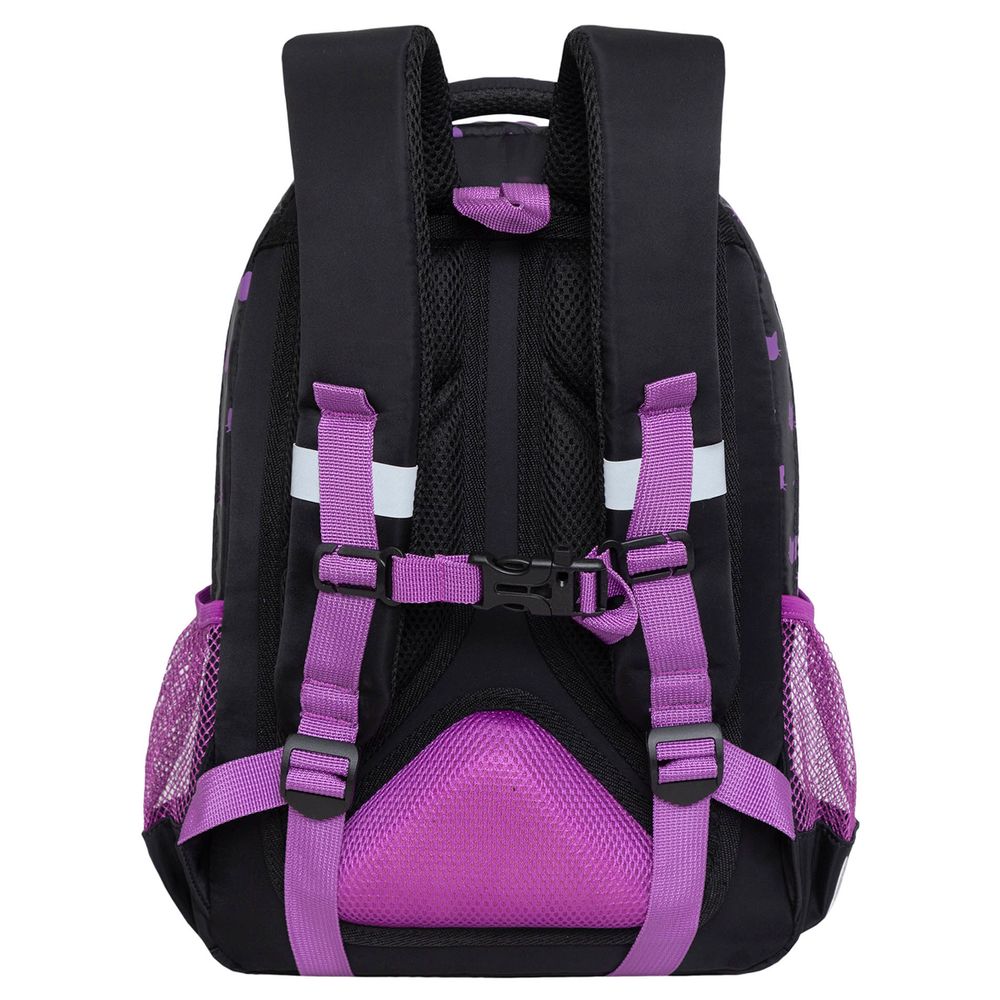 Рюкзак Grizzly, 27*40*20см, 2 отделения, 4 кармана, анатомическая спинка, черный-лавандовый