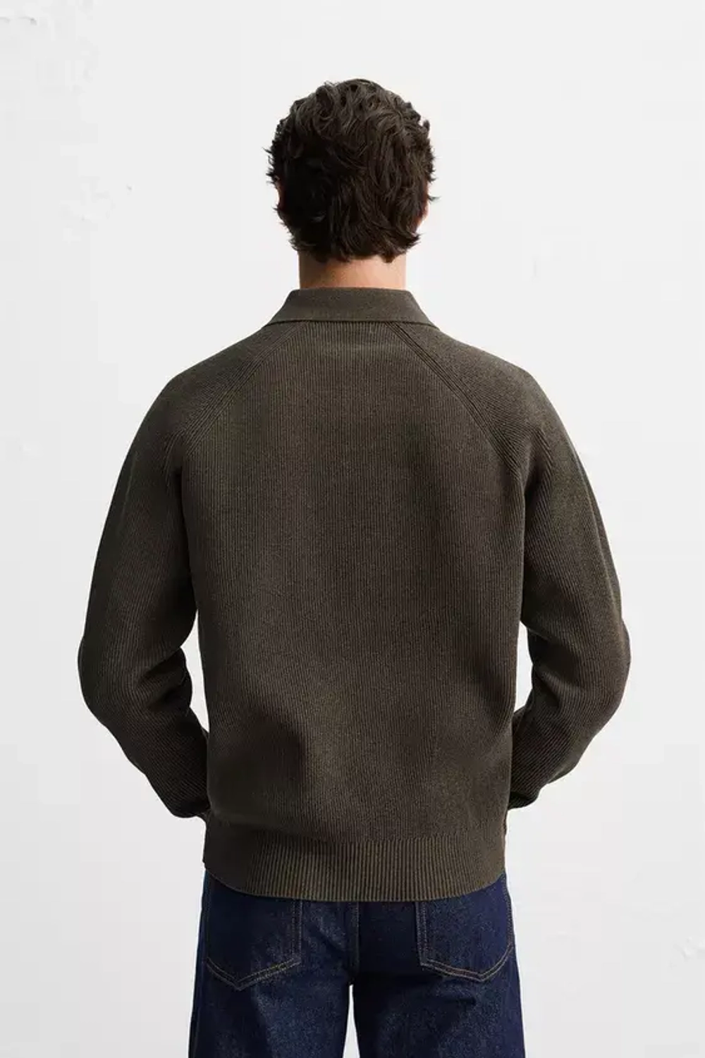 ZARA ПОЛО ИЗ РЕЛЬЕФНОГО ТРИКОТАЖА, ШОКОЛАДНЫЙ