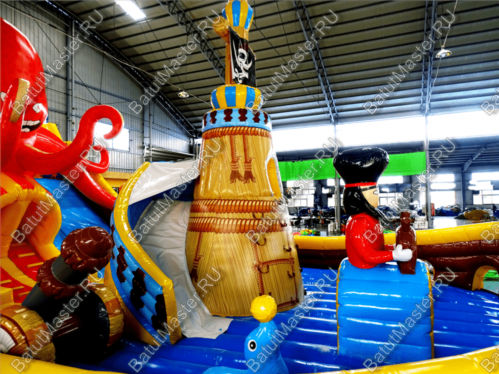 Коммерческий надувной батут "Корабль с осьминогом" 16*9*7 м