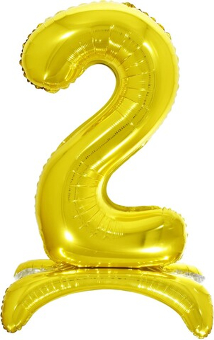 Шар (32''/81 см) Цифра, 2 на подставке, Золото
