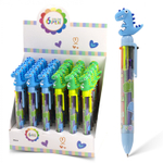 Ручка шариковая Alingar, "Dino", 0,7 мм, 6 цветов, автоматическая, круглый, цветной, пластиковый корпус, карт. уп.