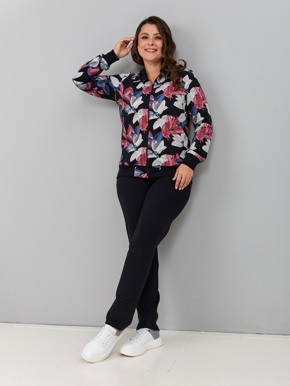 Костюм с брюками КБ-184/черныйбордо-листья