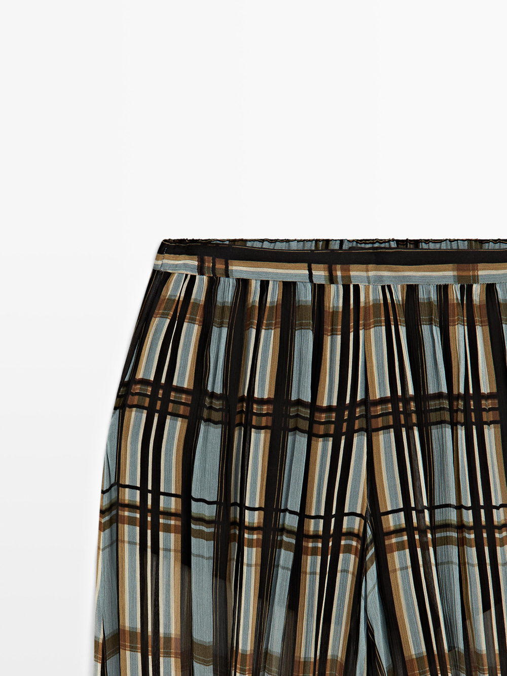 Massimo Dutti Свободные брюки-саруэль с принтом, светло-голубой