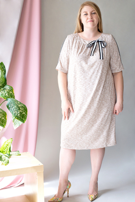 Трикотажное платье 2884ЛП, бежевый #95Б052884ЛП