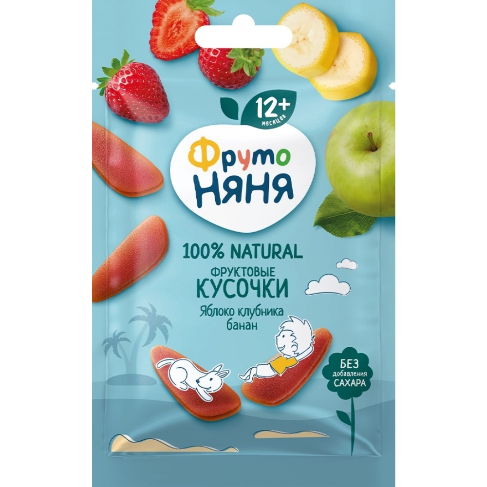 Фруктовые кусочки Фруто Няня Яблоко-клубника-банан 15 гр