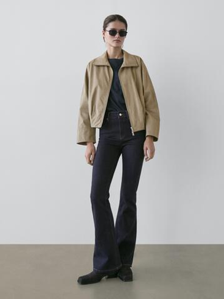 Massimo Dutti Узкие джинсы-клеш с высокой талией, темно-синий