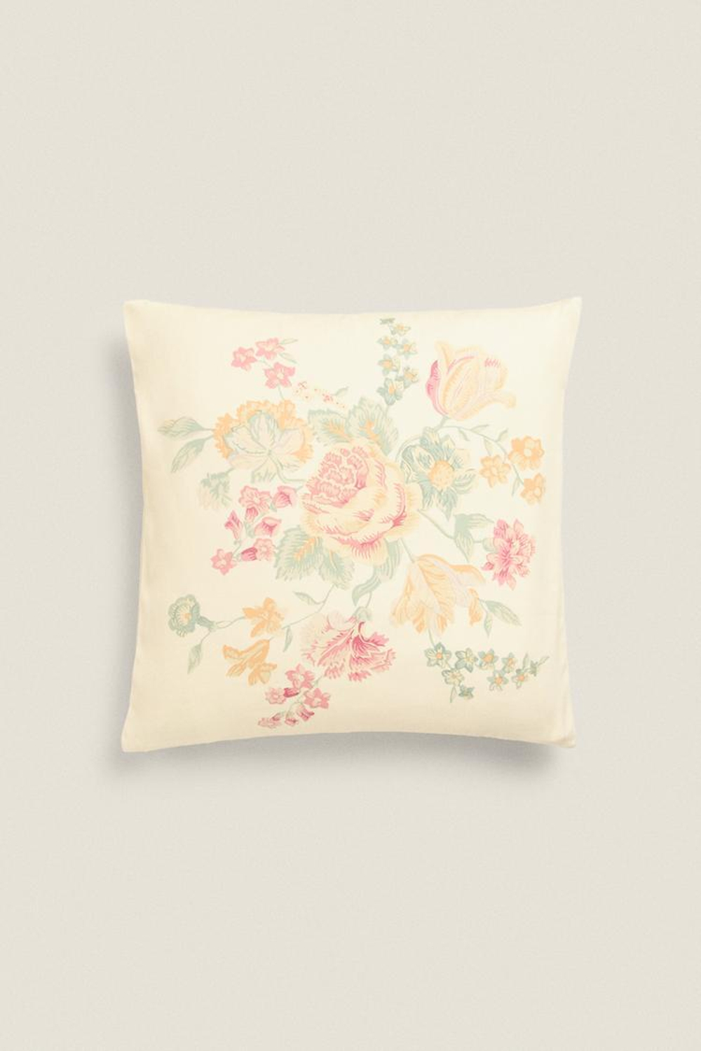 ZARA HOME ЧЕХОЛ ДЛЯ ДЕКОРАТИВНОЙ ПОДУШКИ С ЦВЕТОЧНЫМ УЗОРОМ, ЭКРЮ