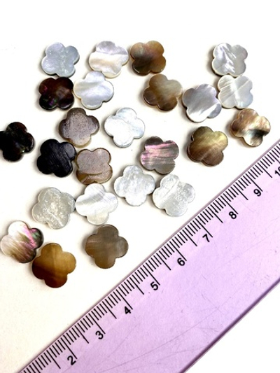 1128 Бусины "Клевер" перламутр серо-кофейный, 12 мм, шт