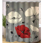 Штора для ванной комнаты Фотопринт 180*180 "МАКИ" с кольцами Nature