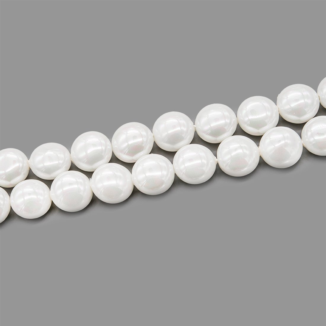 Хрустальный жемчуг в форме монетки, белый, 14,5мм