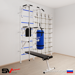 Шведская стенка Sv Sport усиленная 69030 (Турник стандарт/Брусья/Стойка/Скамья/Канат/Цепь/Мешок 30кг/Канатный лаз)