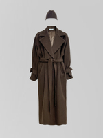 Пальто Agdali Brand длинное однотонное на две пуговицы с завязками на рукавах