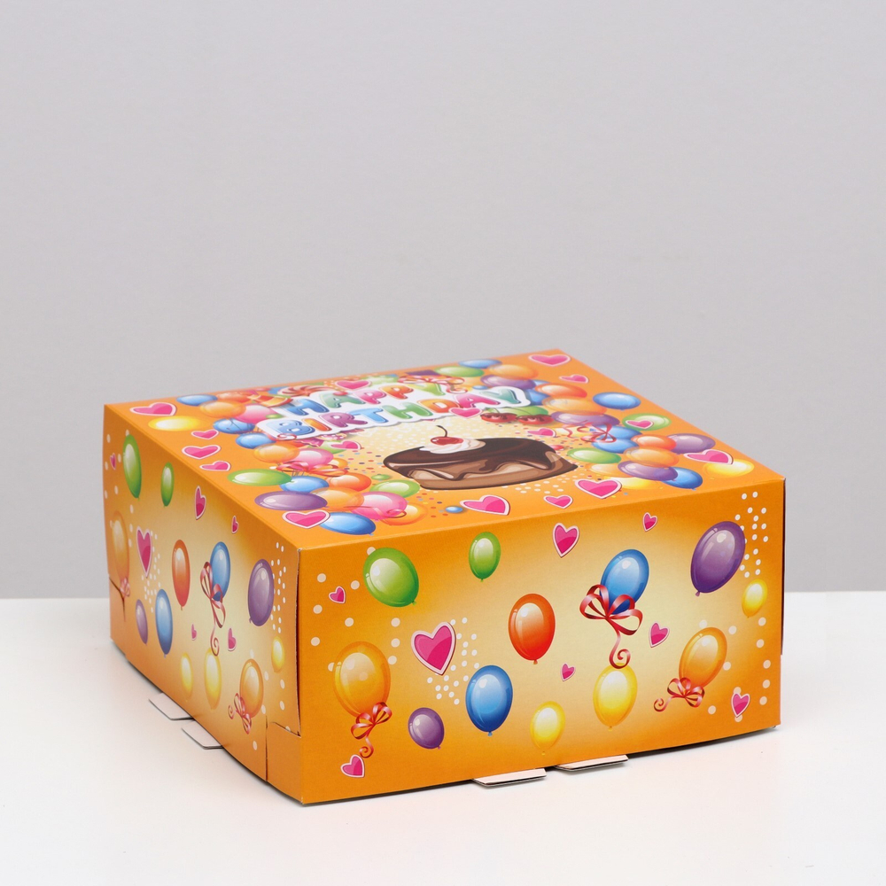 Коробка для торта Happy Birthday№2, 24*24*12 см