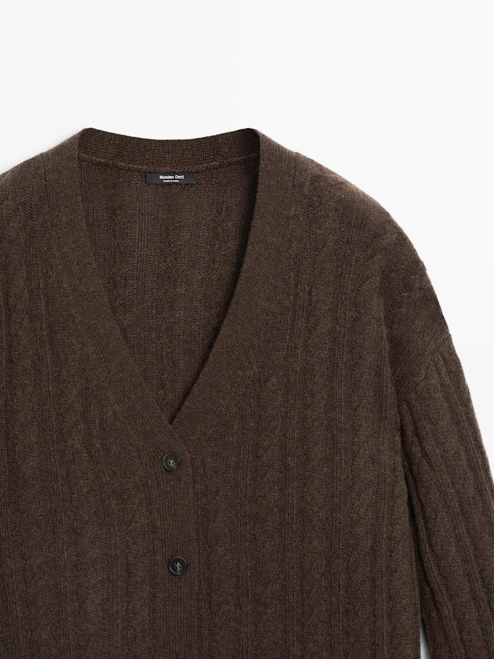 Massimo Dutti Кардиган из смесовой шерсти, шоколадно-коричневый