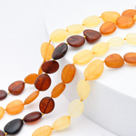 Янтарь бусины, микс, матовая плоская галтовка, размер 10,3-12,4*2,7-4,2 мм, цена за 15-16 шт (1/2 нити)