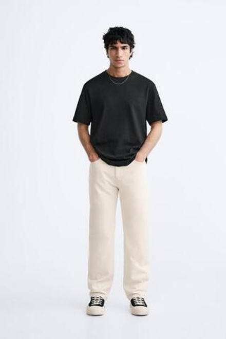 ZARA ДЖИНСЫ STRAIGHT-LEG, ЭКРЮ