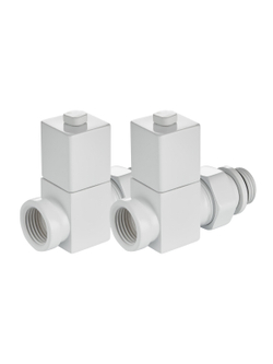 Набор дизайн-вентилей Royal Thermo CUBE, прямой (белый) 1/2"