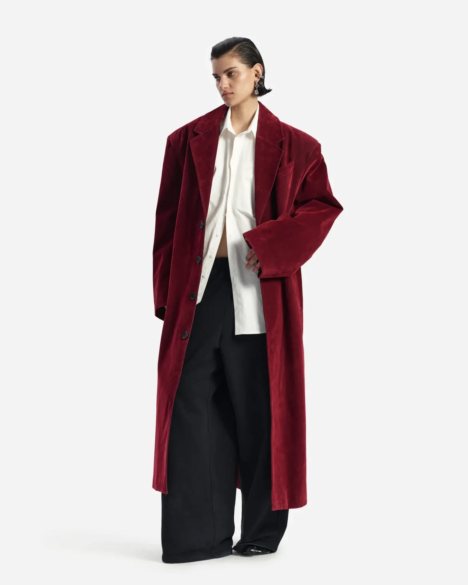 Пальто из денима с бархатным покрытием