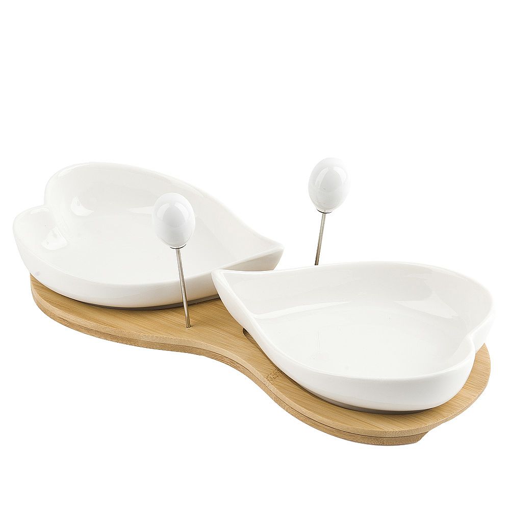 Менажница 2х секционная с вилками " " 25*10,5*9см.(подарочная упаковка)