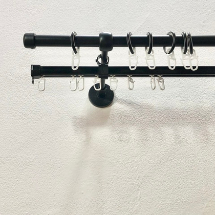 Карниз металлический Заглушка Ост двухрядный d16 мм со второй направляющей, цвет черный