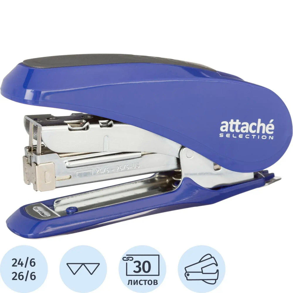 Степлер Attache Selection MSBL24301(№24/6-26/6)до 30л,энергосбер,метлл,син
