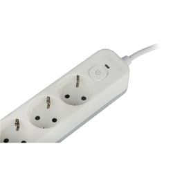 Сетевой фильтр ЭРА USF-4es-3m-2xUSBAC-W с базовой защитой с заземлением с выключателем 4 розетки+2xUSBA+C 2,4A 3м 10А | Сетевые фильтры