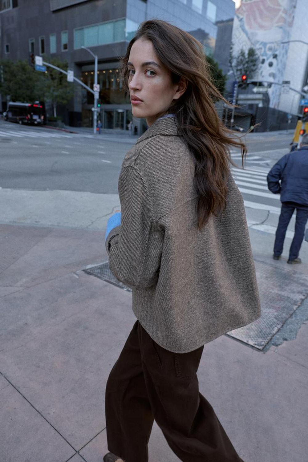 ZARA КОРОТКОЕ ПАЛЬТО ИЗ ШЕРСТИ, РЫЖЕВАТО-КОРИЧНЕВЫЙ