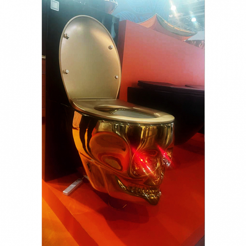 Унитаз подвесной безободковый ZANDINI Z19-44G череп золото