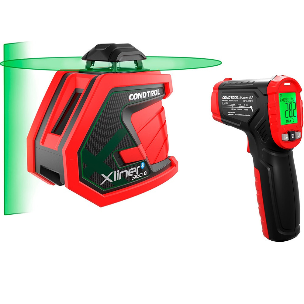 Лазерный уровень CONDTROL XLiner 360 G + Пирометр CONDTROL Maxwell 2   1-2-353