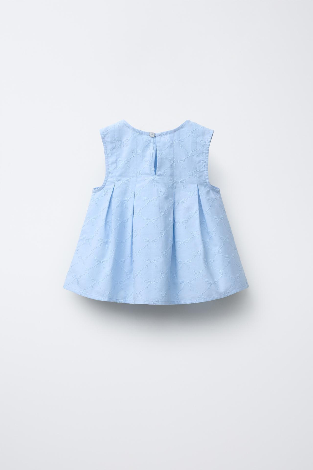 ZARA ТОП С ВЫШИВКОЙ И БАНТАМИ, НЕБЕСНО-ГОЛУБОЙ