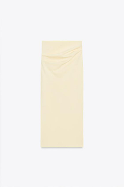 ZARA ЮБКА МИДИ ТЕКСТУРНАЯ, ЖЕЛТЫЙ