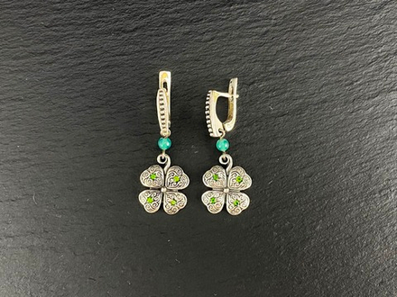 Серьги длинные "Клевер удачи"