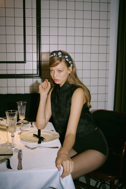 Кокошник из шелка с жемчугом