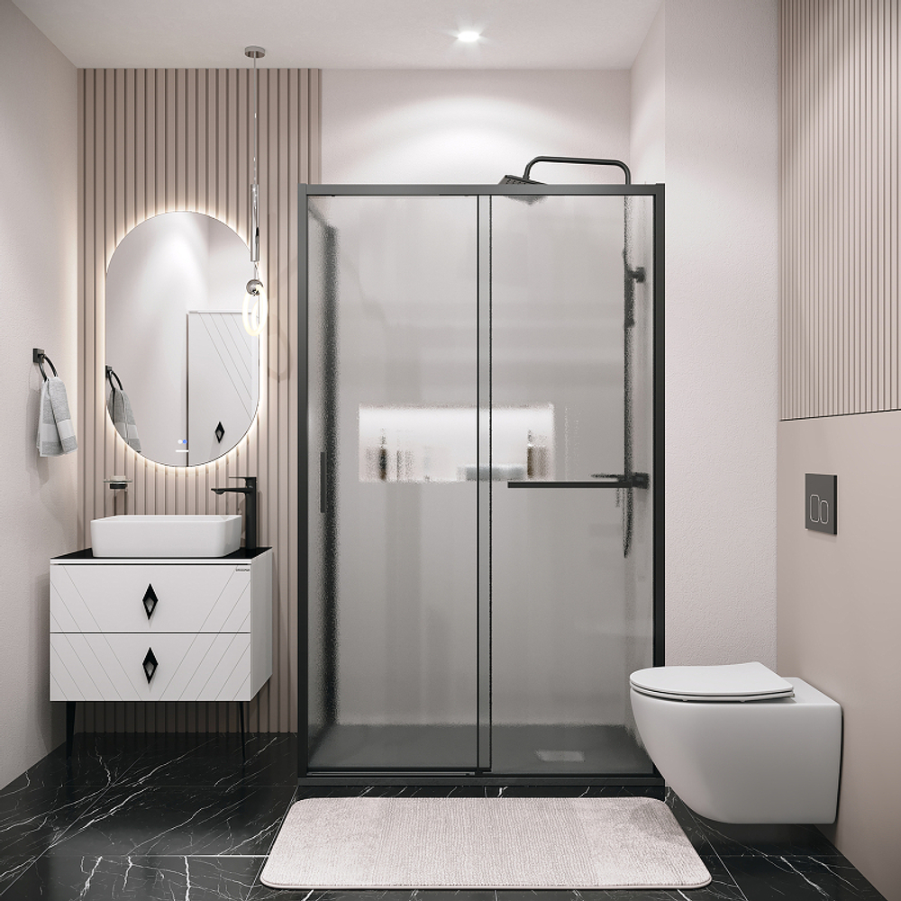 Душевой уголок Grossman Style 100х70 120.K33.05.1070.21.02 профиль Черный матовый стекло шиншилла