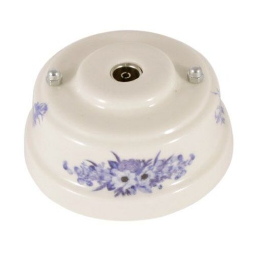 Розетка ТВ ретро керамическая синие цветы, Leanza Fiori VIola РТОВС / Оконечная