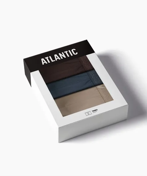 Трусы мужские боксеры (3шт) Atlantic 3MH-231, бамбук, бежевый + коричневый + сине-зеленый