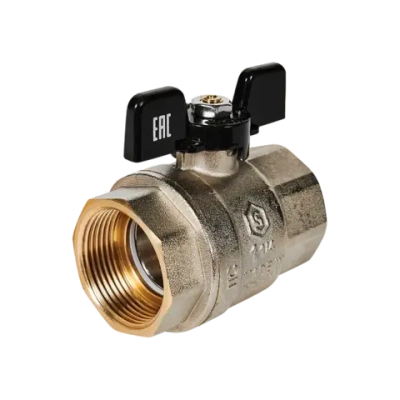 Кран шаровой полнопроходной STOUT - 1"1/4 (ВР/ВР, PN40, Tmax 150°C, ручка-бабочка черная)