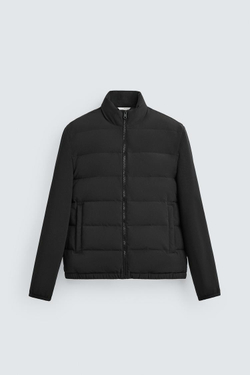 ZARA ОДНОТОННАЯ СТЕГАНАЯ КУРТКА, ЧЕРНЫЙ