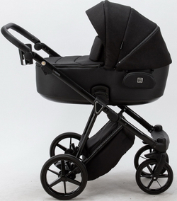 Детская коляска Adamex Porto 2 в 1 PO-PS37 (ЧЁРН.ТК+ЧЁРН.КОЖА)