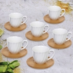 Кофейный набор 12 предметов «White magic» (6 кружек 90мл+6 блюдец), волна