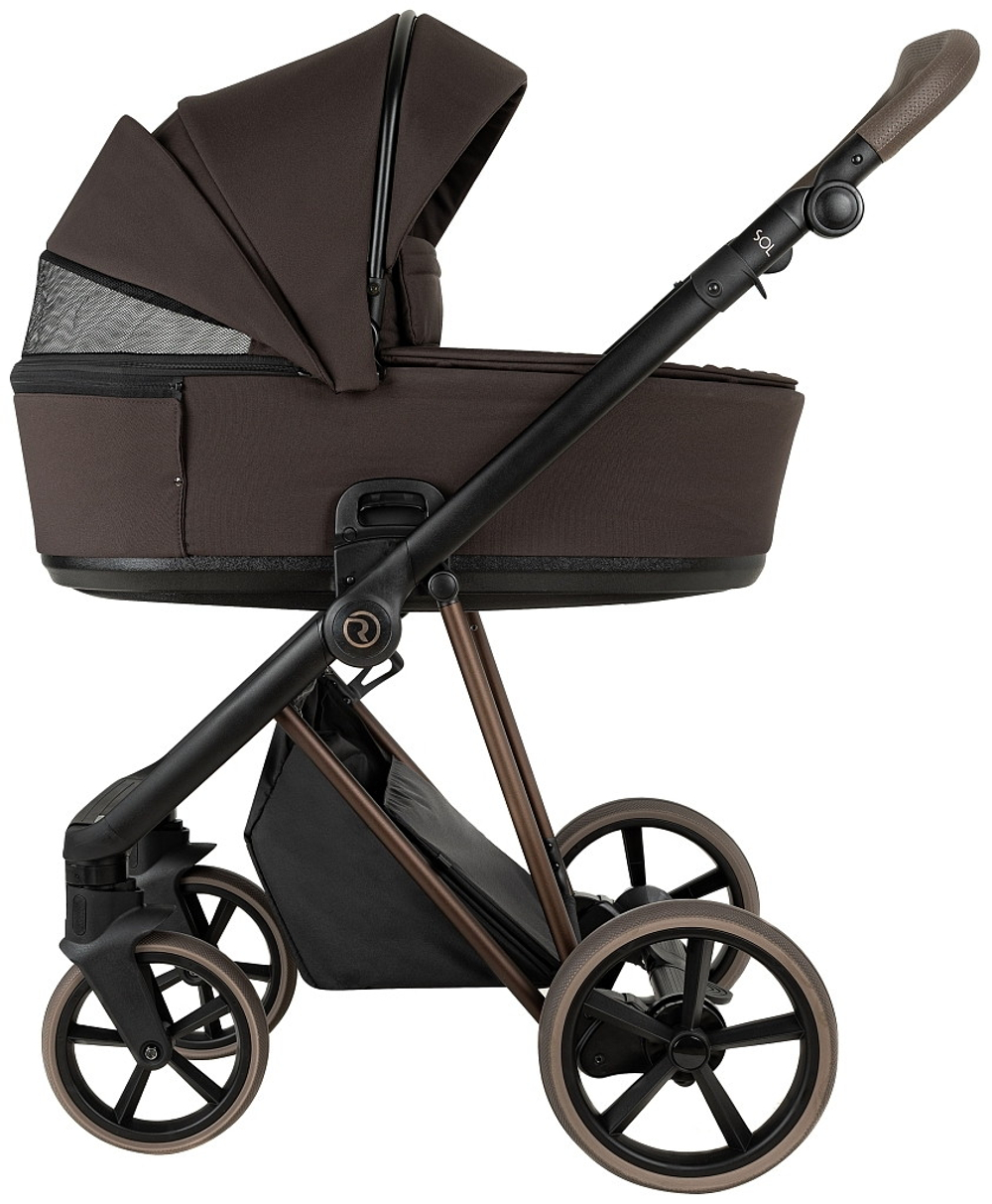Детская коляска Roan Sol Vintage Luxury 2.0 3 в 1 с автокреслом Pituso Baesa Pro Black,Beige Canopy VIN 04/TC Turkish Coffe/Bronze/руч.Cappuccino