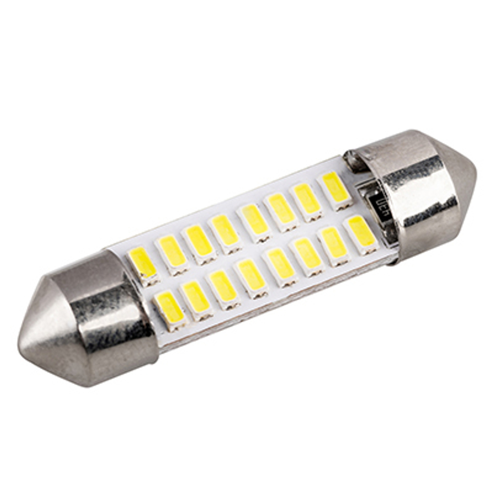 Автолампа диод T11 (C5W) 12V 16 SMD диодов 1-конт 36мм Белая 2 шт. SKYWAY