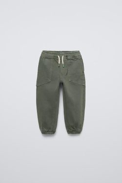 ZARA БРЮКИ-ДЖОГГЕРЫ КОМФОРТНОГО КРОЯ, ХАКИ