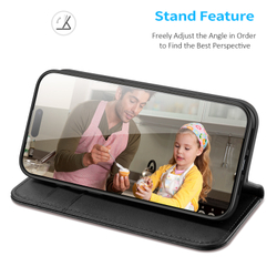 Чехол книжка из натуральной кожи с защитой RFID от Dux Ducis для iPhone 16 Pro, серия Hivo Series Case