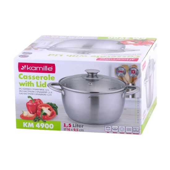 Кастрюля 1,5 л. из нержавеющей стали Kamille KM-4900
