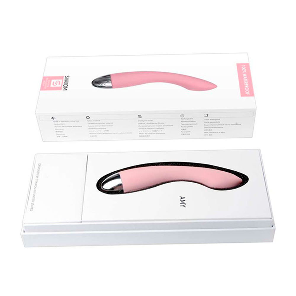 Нежно-розовый изогнутый вибратор 17см для стимуляции зоны G Svakom Amy Firm G-spot Vibrator SUV-02-Pale Pink